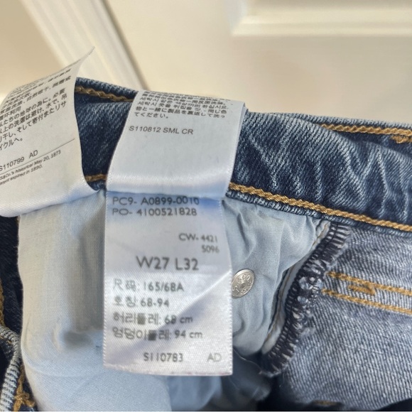 Levi's Premium 70s High Rise Flare Jeans Women's 27 Blue Denim Distressed - Picture 5 of 5